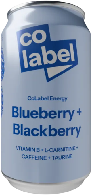 CoLabel energy drink can rotating while its flavour name, volume and barcode update on the label